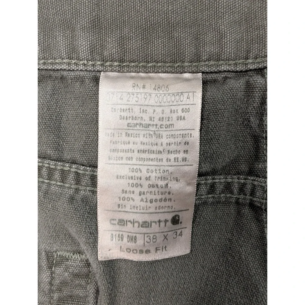 Carhartt Loose Fit Canvas Carpenter Pants 38x34 Green B159 DMS Workwear Mens